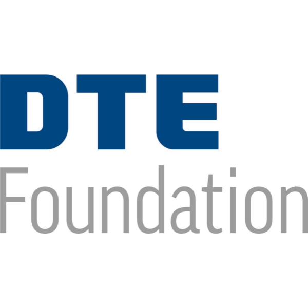 DTE Foundation Logo with Blue Block Letters for the D, T and E and Foundation below