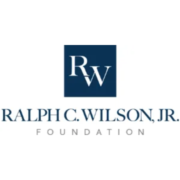 Ralf C Wilson Jr Foundation logo with the letters RW in a dark blue box centered over the foundation name in capital blue text and foundation in grey text