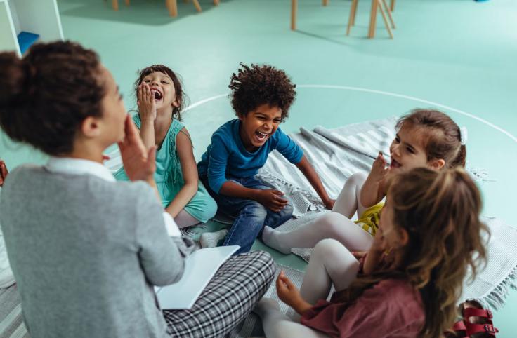 A group of children in a child care setting.