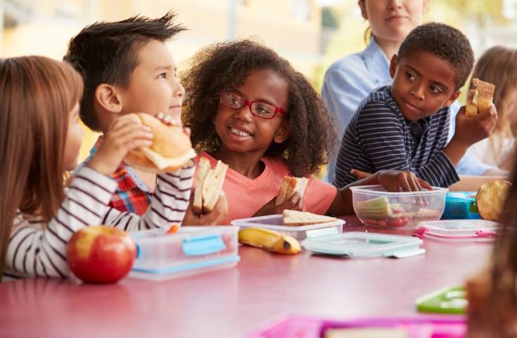 Children at school during lunch time. 