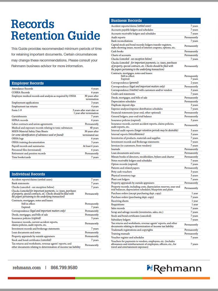 Record Retention Guide Cover