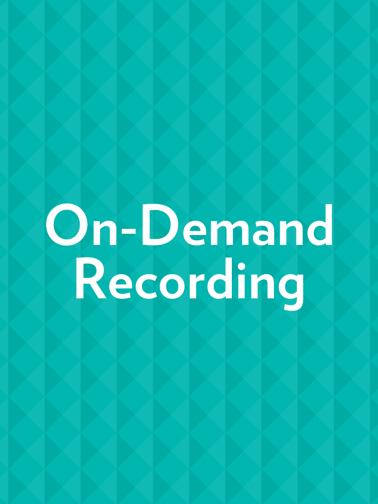 Rectangular cover image that is teal textured background with "On-Demand Recording" in white centered text