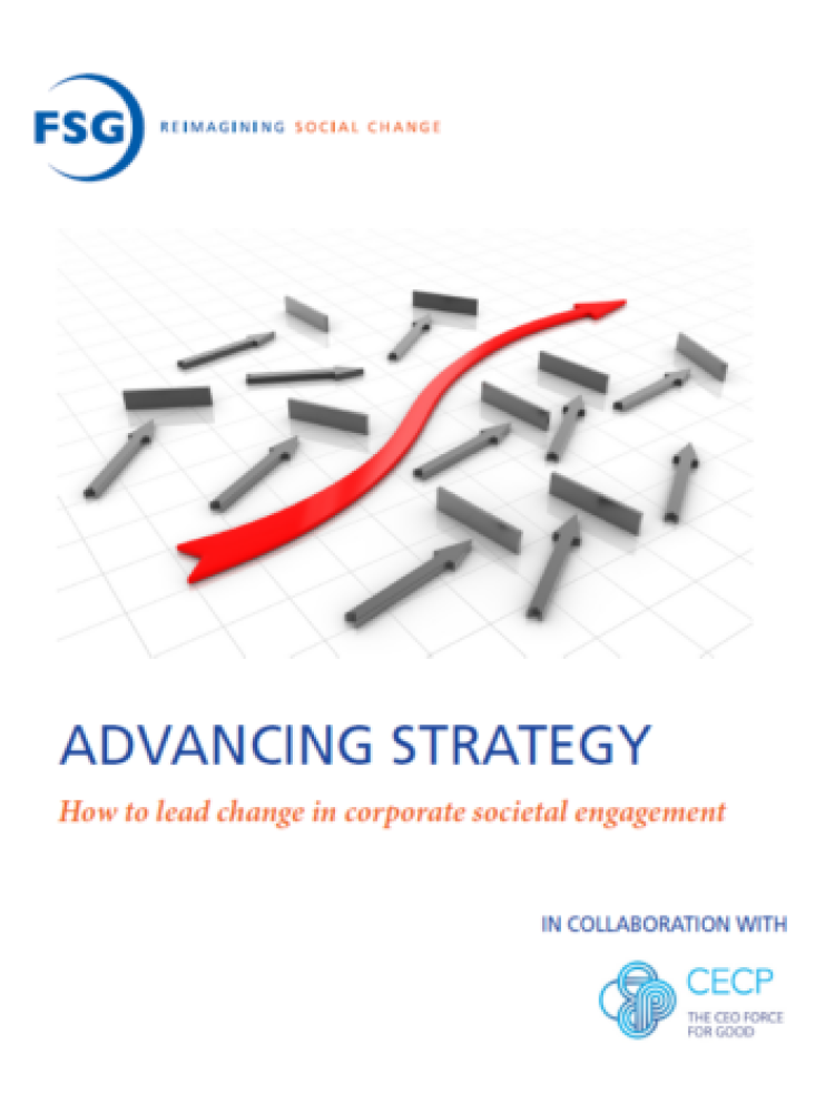 Advancing Strategy Toolkit Cover image with a red arrow pointing in a new direction, creating an illusion of being the right way forward, with the title typed out and the two logos of the publications in opposite corners