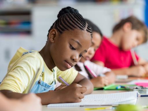 A group of students working in a classroom