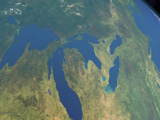 An aerial image of the Great Lakes