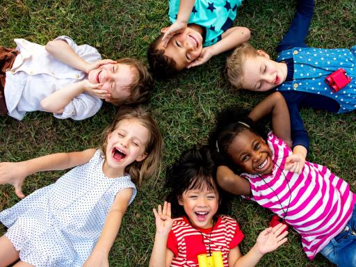 children playing outside. 