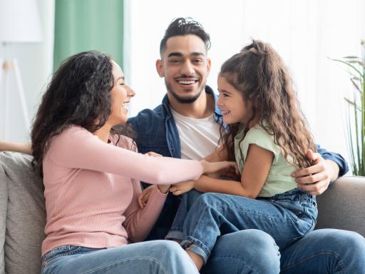 Arab American family spending time together. 