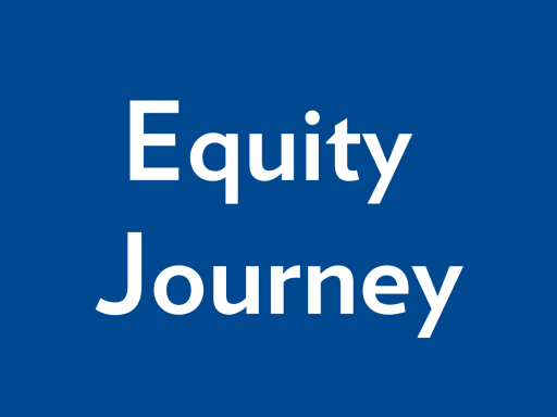 Text reads Equity Journey on a blue background