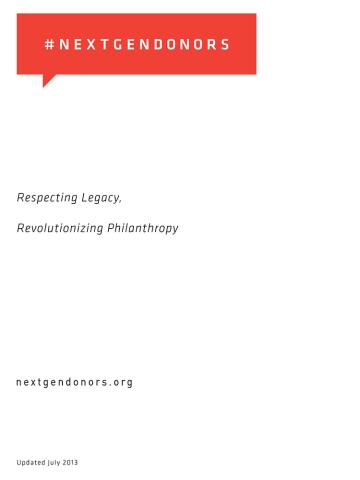Respecting Legacy, Revolutionizing Philanthropy: Next Gen Donors