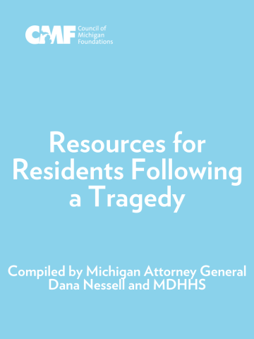 Cover image for resources for residents following a tragedy with white text and a light blue background