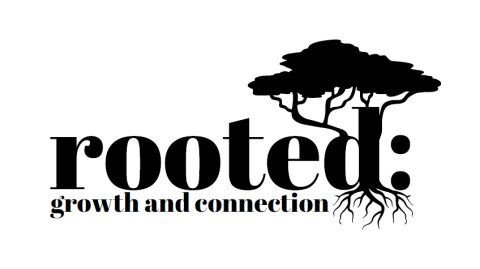 Youth Conference Logo.  the word rooted with a tree and roots on the letter D