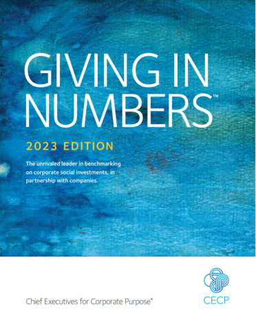 Cover page for CECP Giving in Numbers 2023 Report