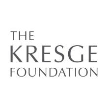 The Kresge Foundation Logo in all capital grey font stacked one word on top of the next