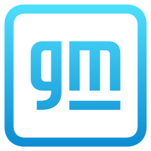 GM Logo with Blue gradient color outline of a rounded edge square and lowercase gm in the middle of the square, includes an small line under the m