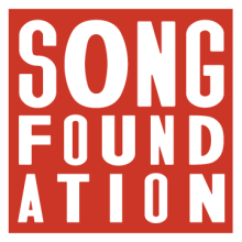 Song Foundation in white capital text letters with red background