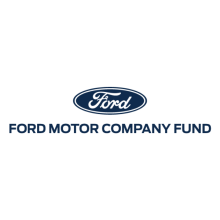 Ford Script Logo on blue oval above text "Ford Motor Company Fund in all dark blue caps