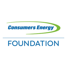 Logo for Consumers Energy Foundation with Consumers energy at the top and Foundation under a dividing blue line