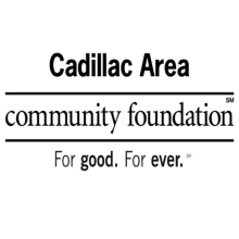 An all text logo for the Cadillac Area Community Foundation with "For good. For ever." at the bottom of the logo - all the text is in black with a white background