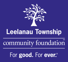 Leelanau Township Community Foundation logo with a tree at the top and a blue background with white text and For good. For ever. at the bottom.