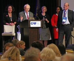 David Frey accepting the 2018 Dr. Russell G. Mawby Award for Philanthropy at CMF’s Annual Conference in Grand Rapids.