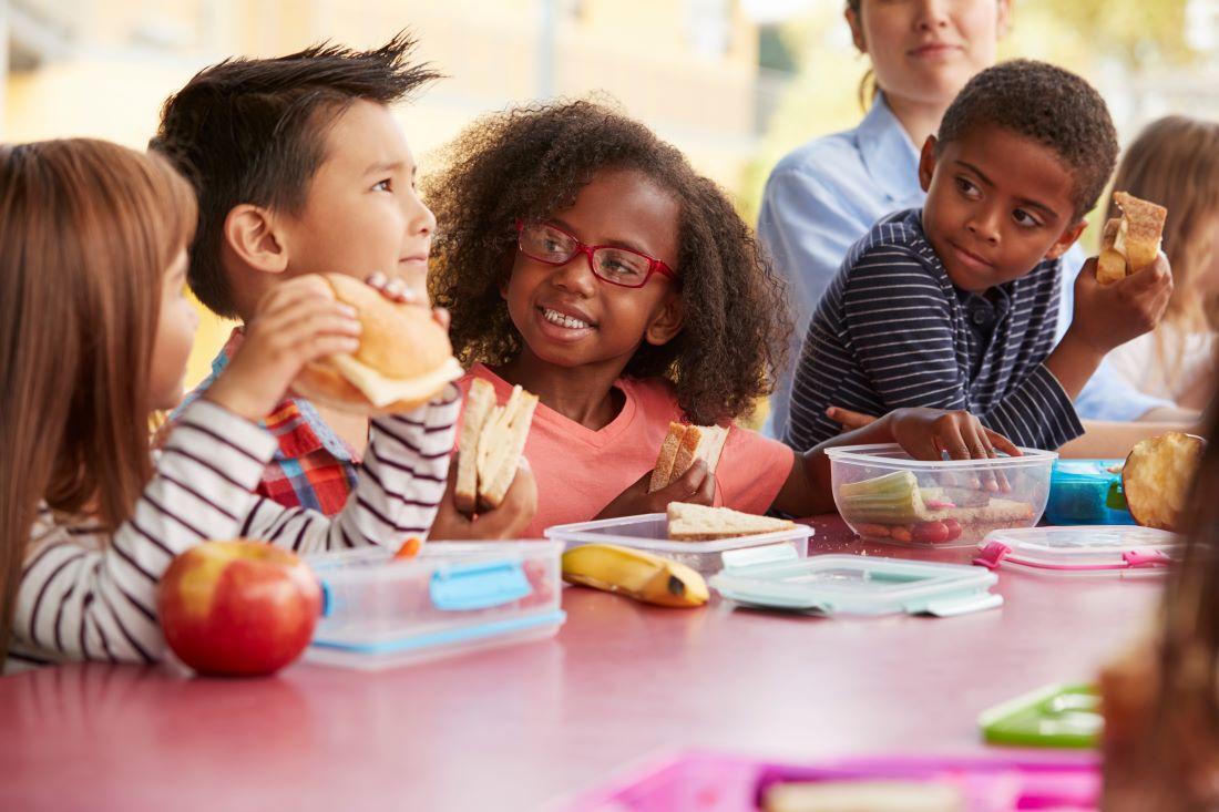 Children at school during lunch time. 
